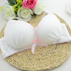 Girls` bow lace bra super soft cubidity cup pure c white 70 a