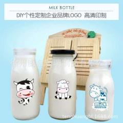 玻璃鲜奶瓶 奶吧专用玻璃牛奶瓶酸奶瓶带盖250-500ml装奶瓶耐高温 200ML奶瓶PE塑料盖
